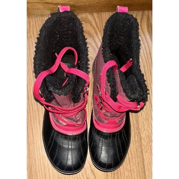 Sorel Tivoli Insulated Winter Boots Pink Sparkle Youth Size 6 Girls Waterproof - Picture 4 of 10